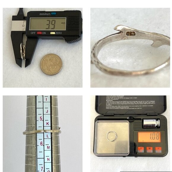 Sterling Silver 925 Dainty Minimalist Figural Branch Coral Band Ring Sz 5.5 - Picture 10 of 15